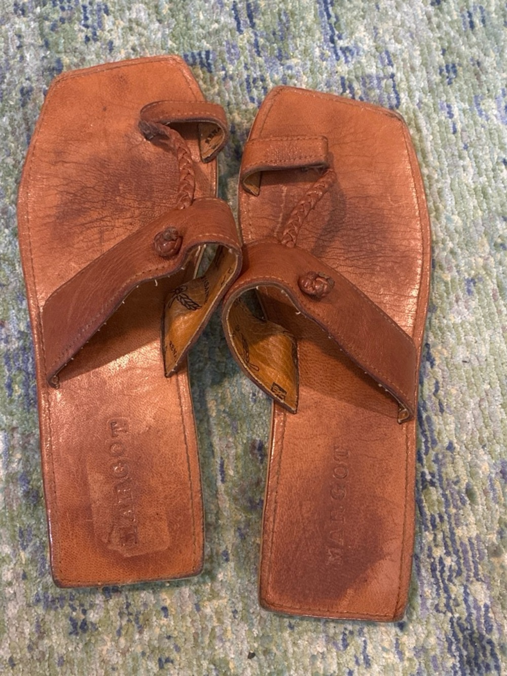 Leather Square-Toe Brown Women's Sandals
